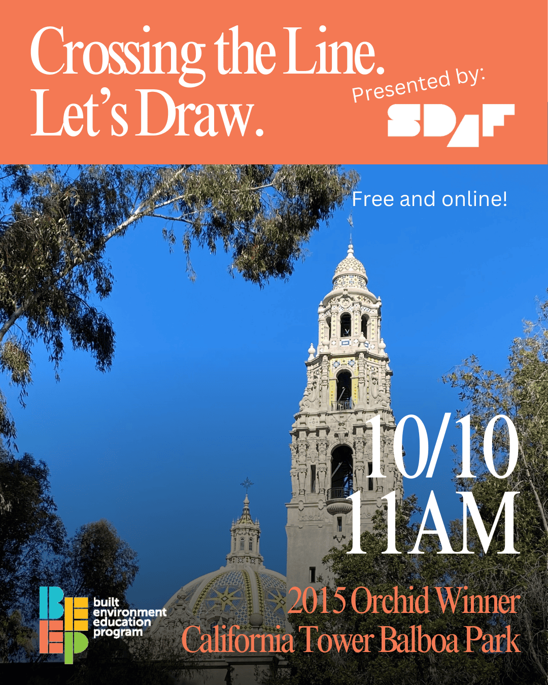 Crossing The Line. Let's Draw. California Tower at Balboa Park/
